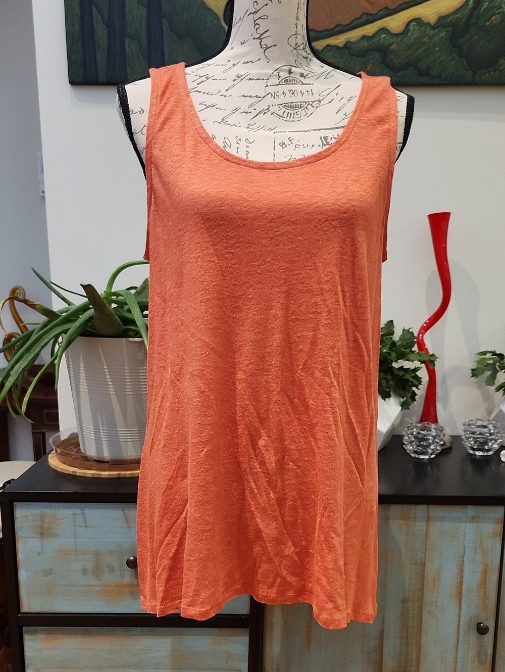J. Jill 100% Linen Asymmetrical High-Low Tunic Tank Top